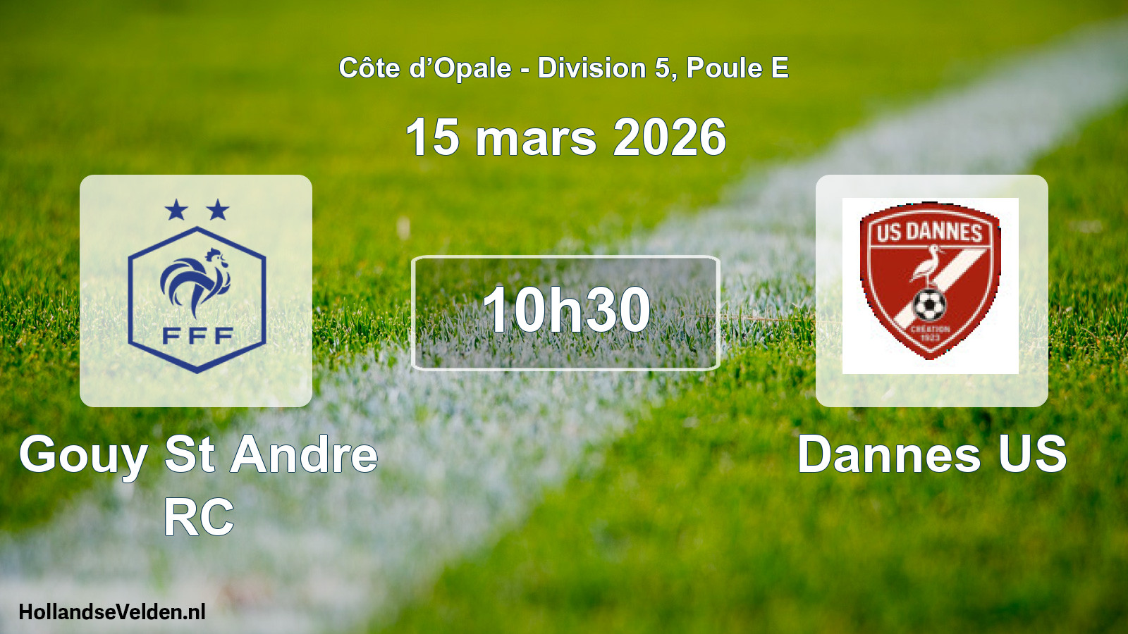 Match programmé: Gouy St Andre RC - Dannes US (15 mars 2026)
