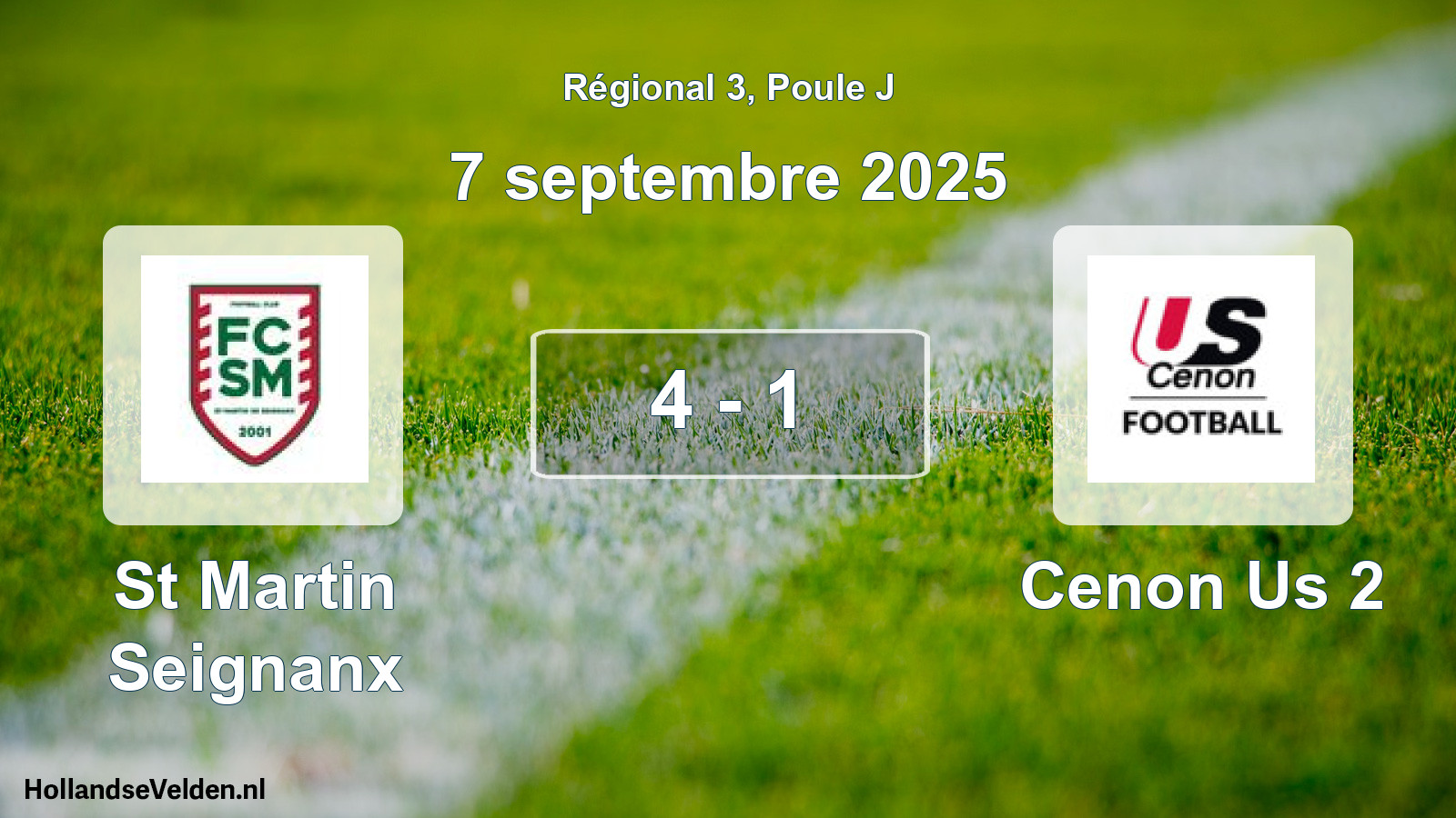 Gespeelde wedstrijd: St Martin Seignanx - Cenon Us 2 4 - 1 (7 september 2025)