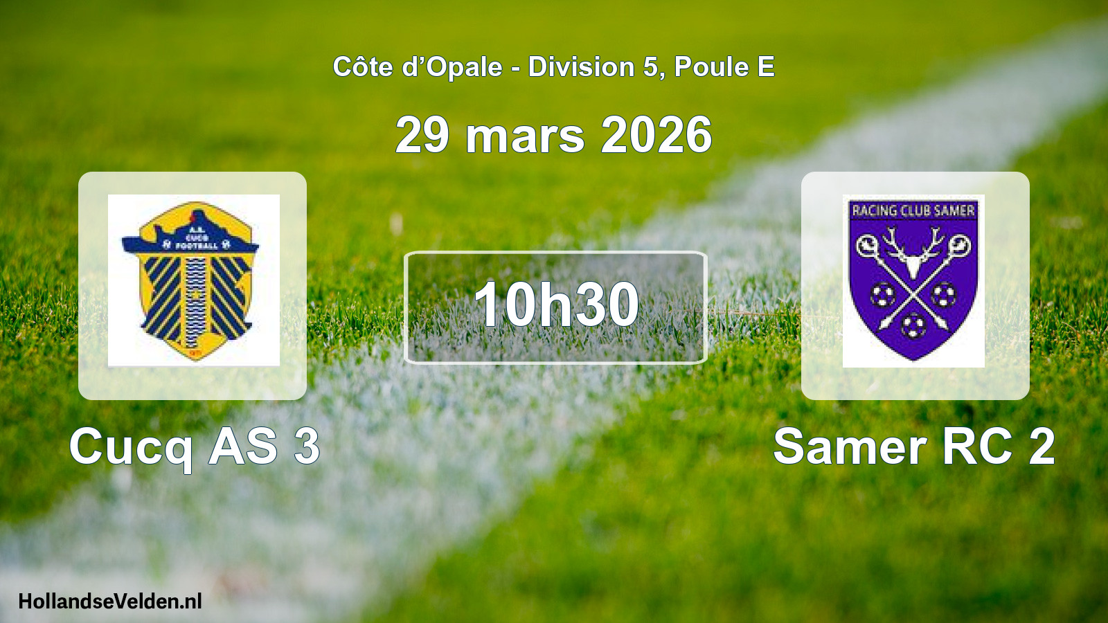 Match programmé: Cucq AS 3 - Samer RC 2 (29 mars 2026)