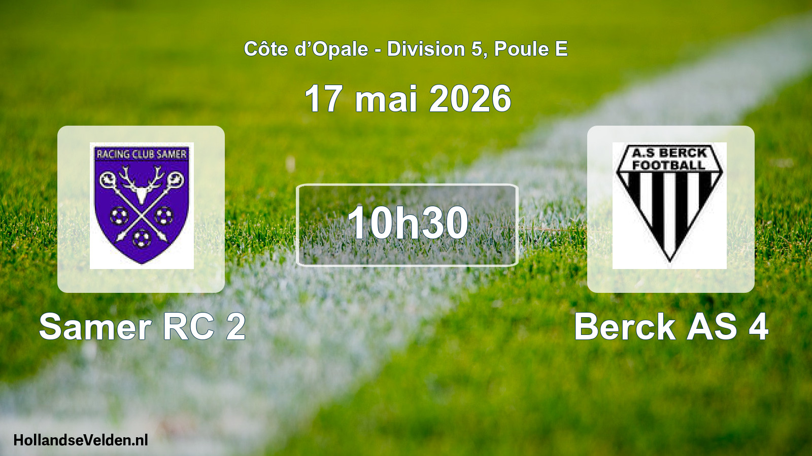 Match programmé: Samer RC 2 - Berck AS 4 (17 mai 2026)