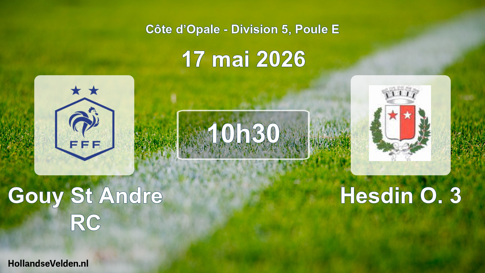 Match programmé: Gouy St Andre RC - Hesdin O. 3 (17 mai 2026)
