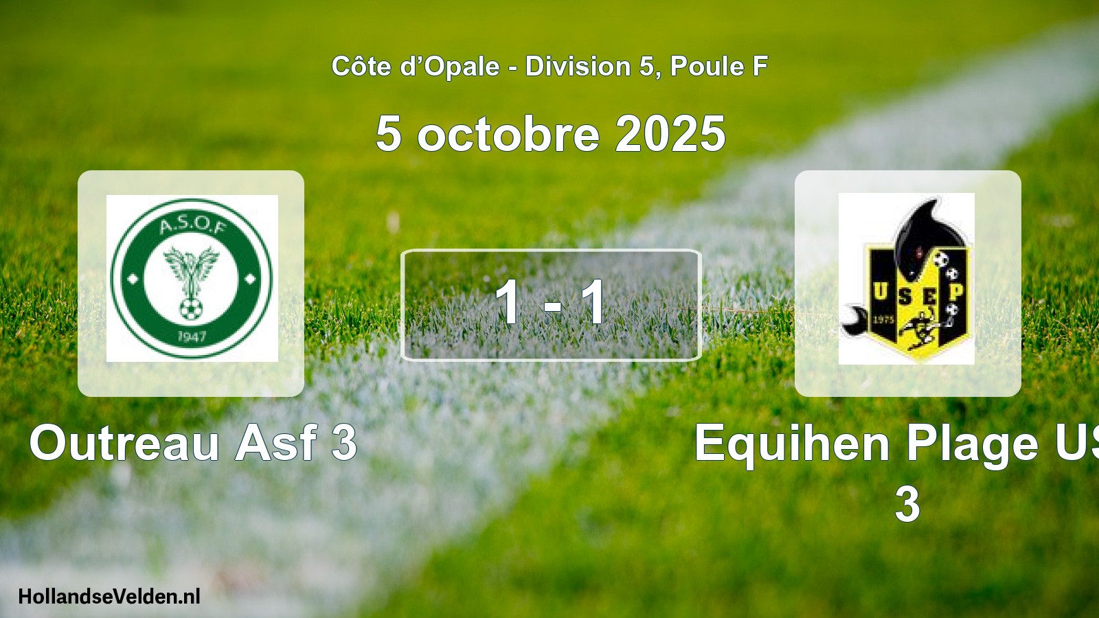 Match joué: Outreau Asf 3 - Equihen Plage US 3 1 - 1 (5 octobre 2025)