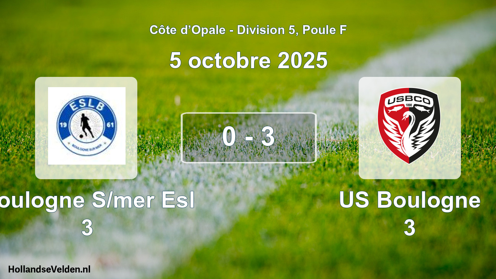 Gespeelde wedstrijd: Boulogne S/mer Esl 3 - US Boulogne 3 0 - 3 (5 oktober 2025)