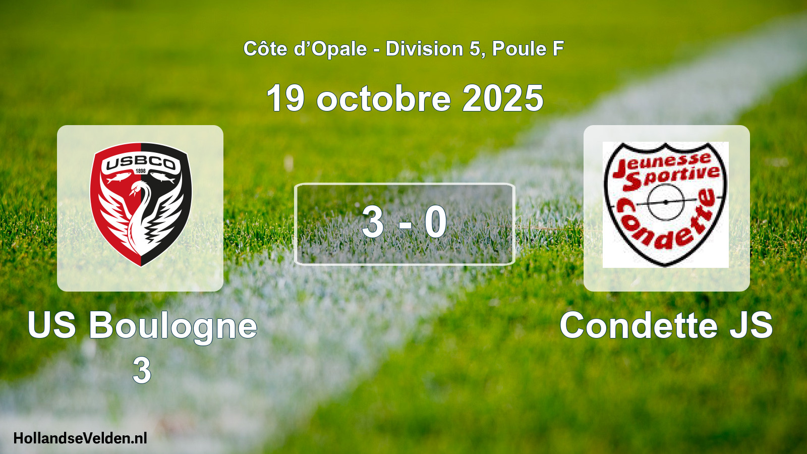 Gespeelde wedstrijd: US Boulogne 3 - Condette JS 3 - 0 (19 oktober 2025)