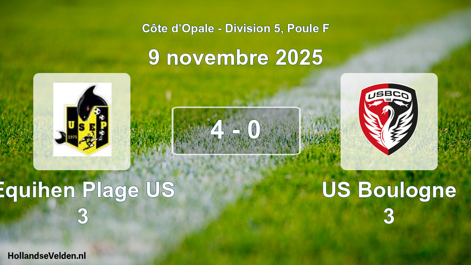Gespeelde wedstrijd: Equihen Plage US 3 - US Boulogne 3 4 - 0 (9 november 2025)