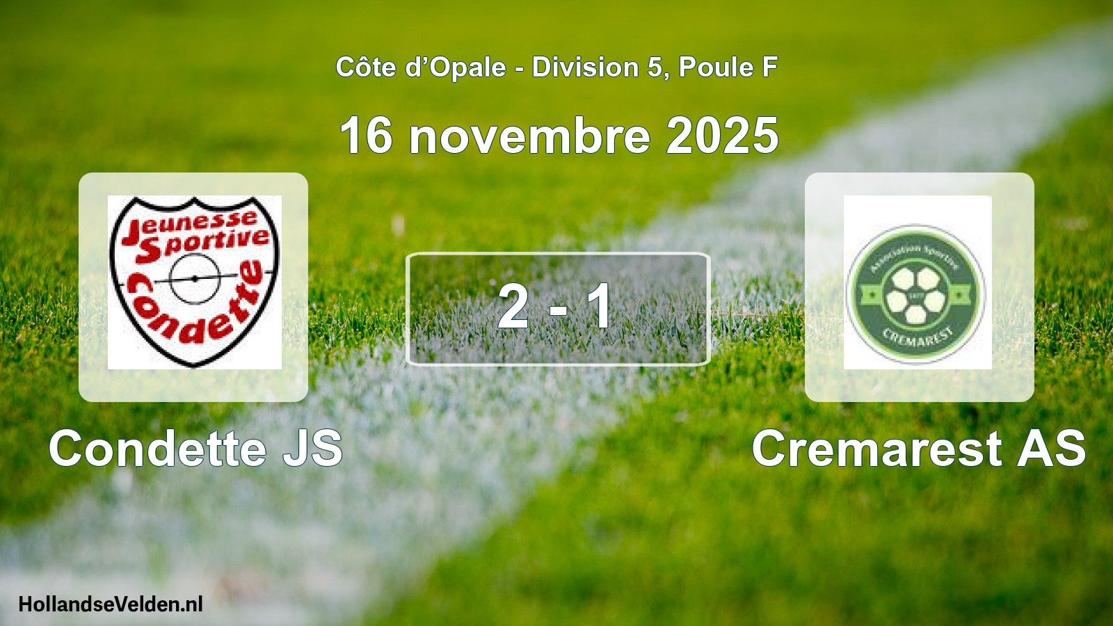 Match joué: Condette JS - Cremarest AS 2 - 1 (16 novembre 2025)