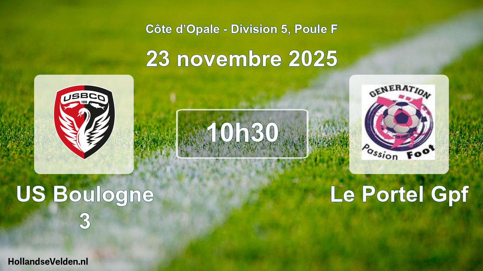 Match programmé: US Boulogne 3 - Le Portel Gpf (23 novembre 2025)