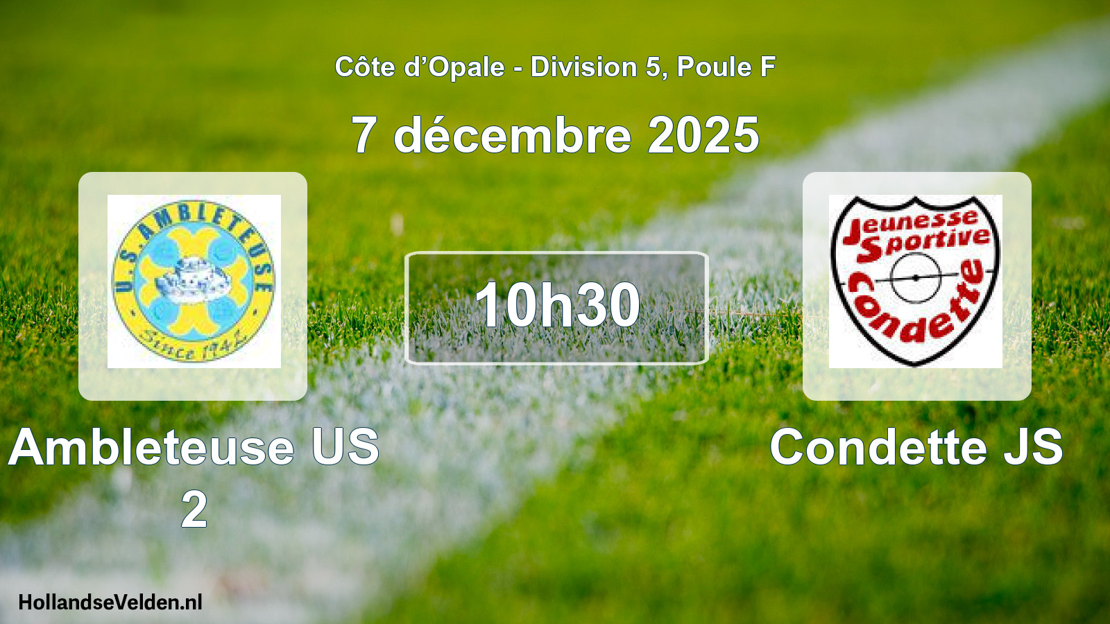 Match programmé: Ambleteuse US 2 - Condette JS (7 décembre 2025)
