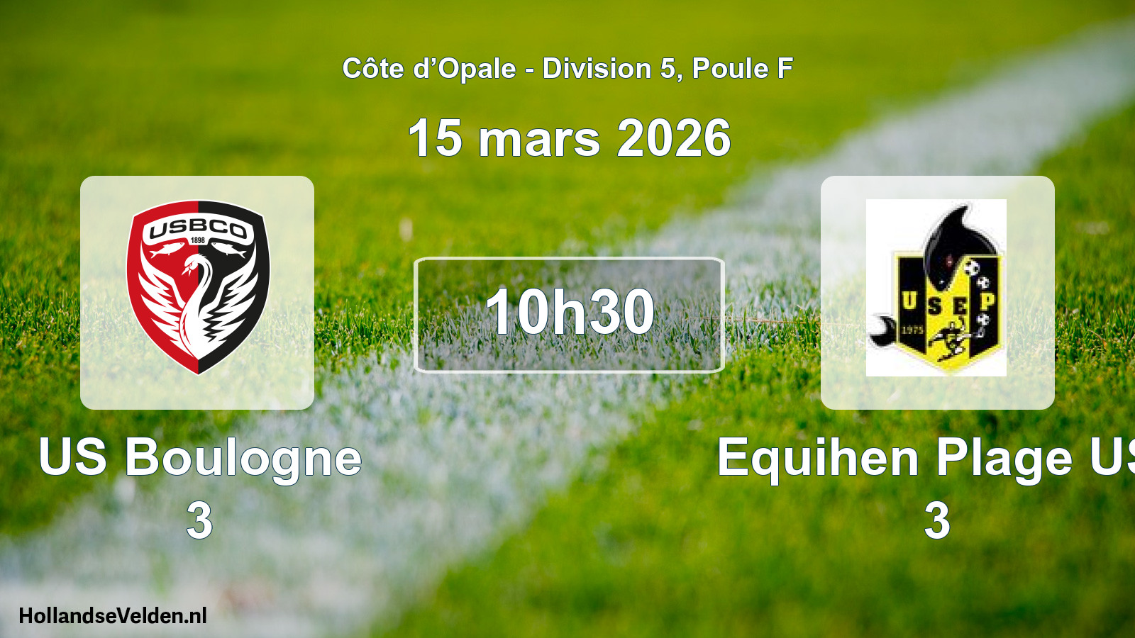 Match programmé: US Boulogne 3 - Equihen Plage US 3 (15 mars 2026)