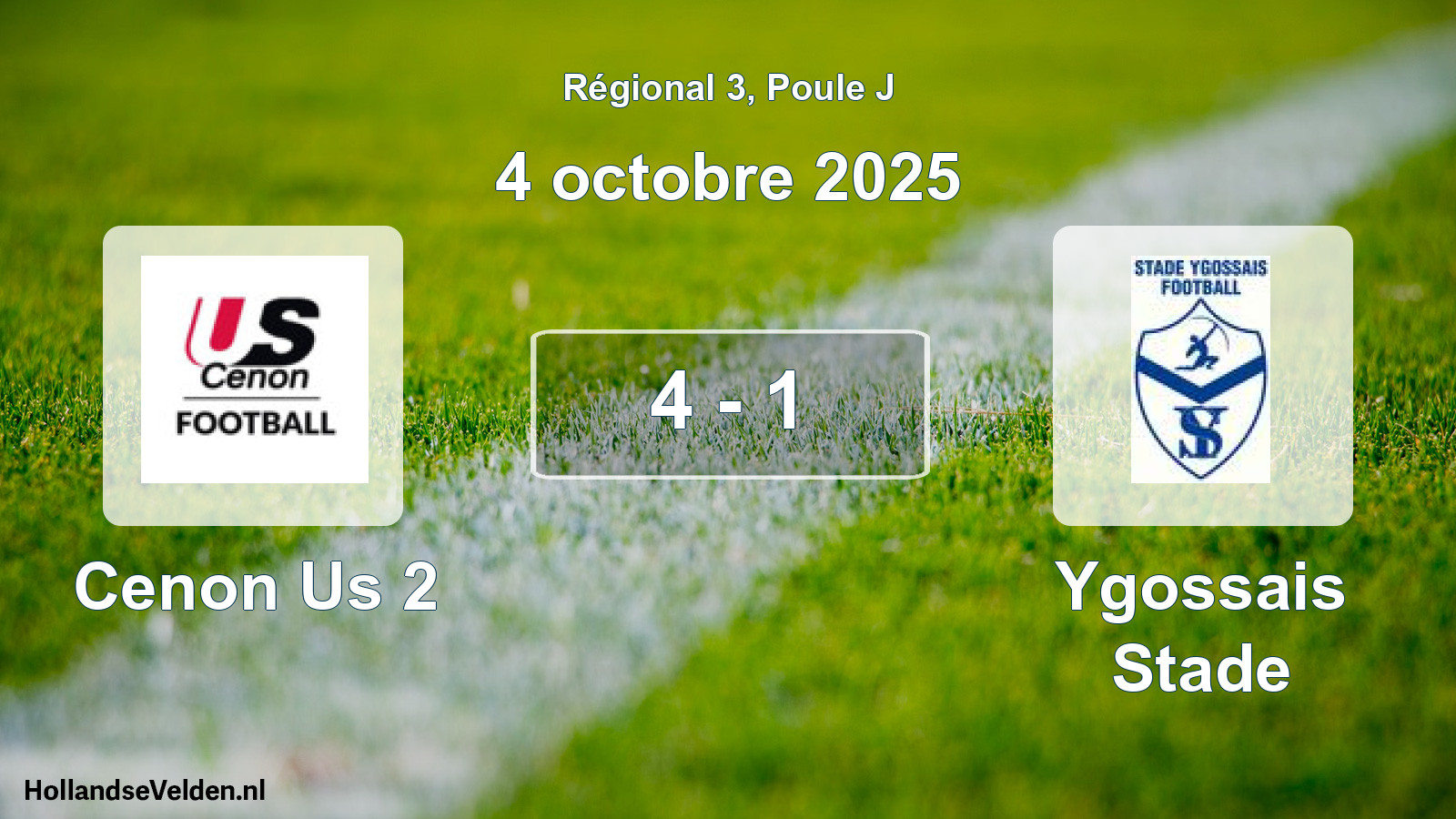 Gespeelde wedstrijd: Cenon Us 2 - Ygossais Stade 4 - 1 (4 octobre 2025)