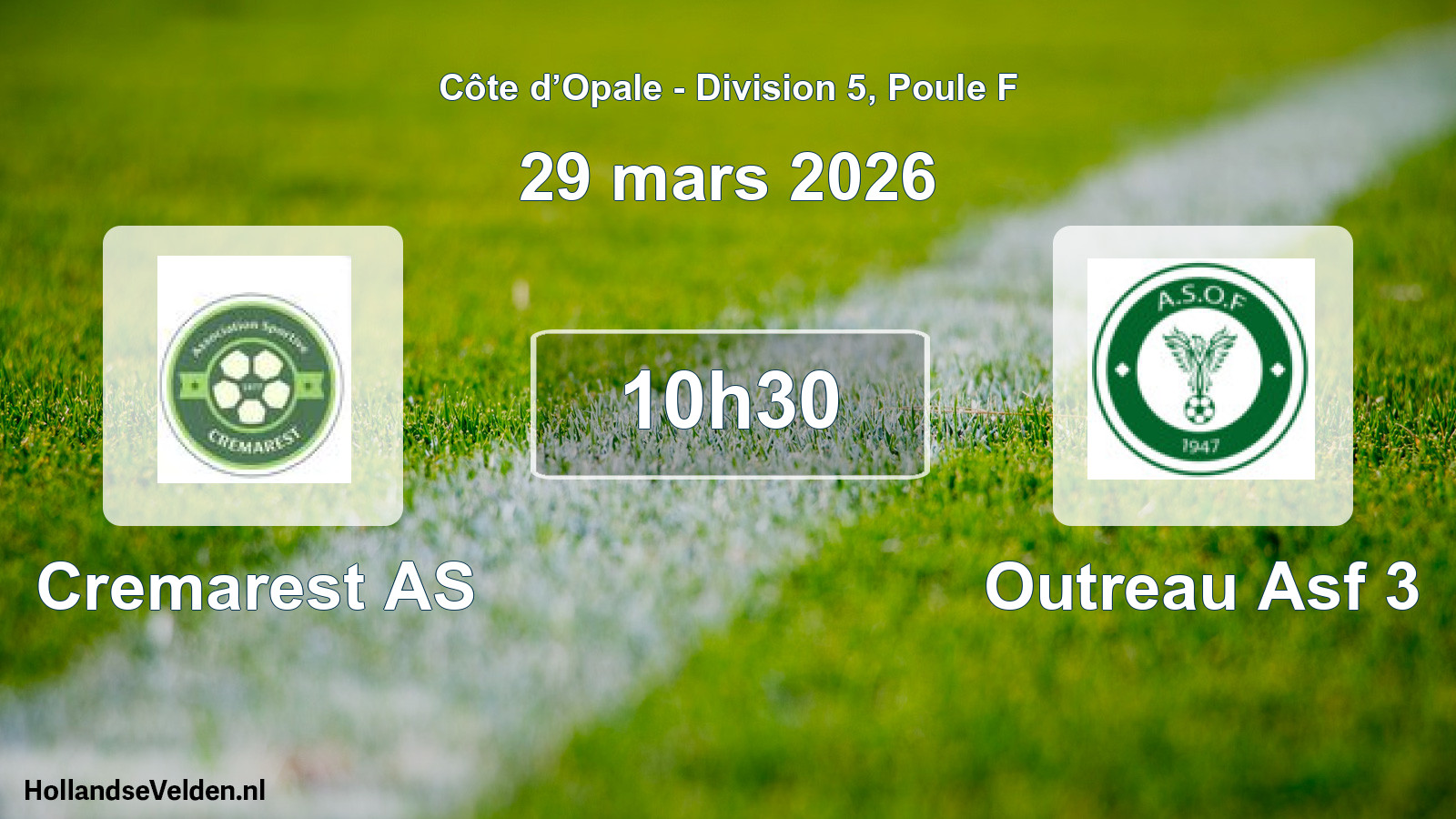 Match programmé: Cremarest AS - Outreau Asf 3 (29 mars 2026)