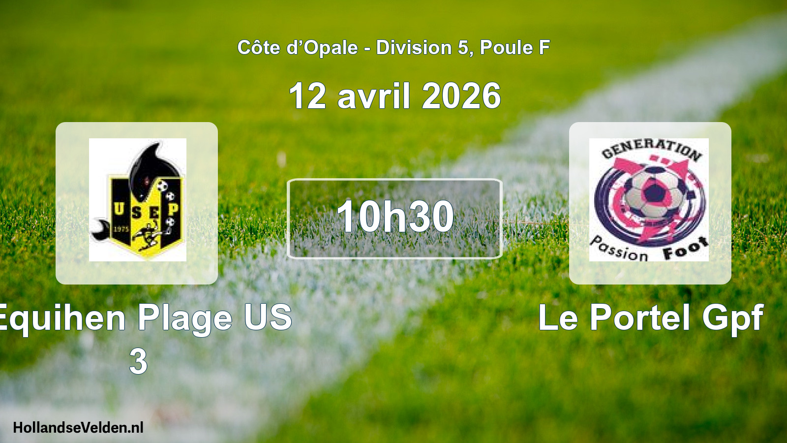 Match programmé: Equihen Plage US 3 - Le Portel Gpf (12 avril 2026)