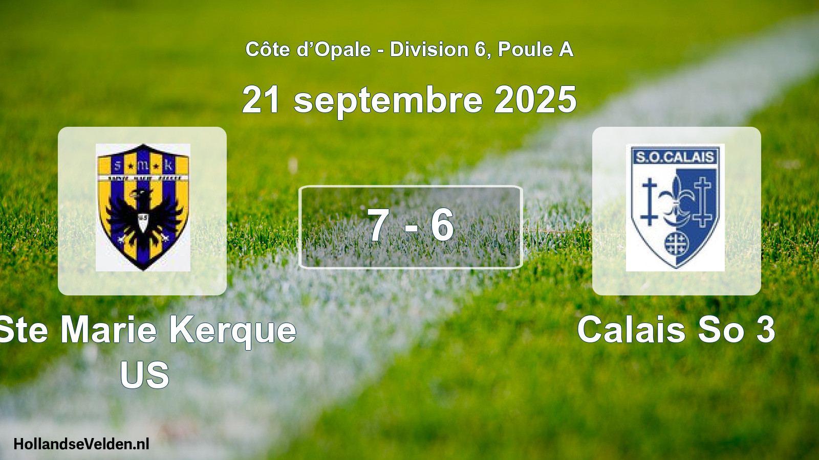 Match joué: Ste Marie Kerque US - Calais So 3 7 - 6 (21 septembre 2025)