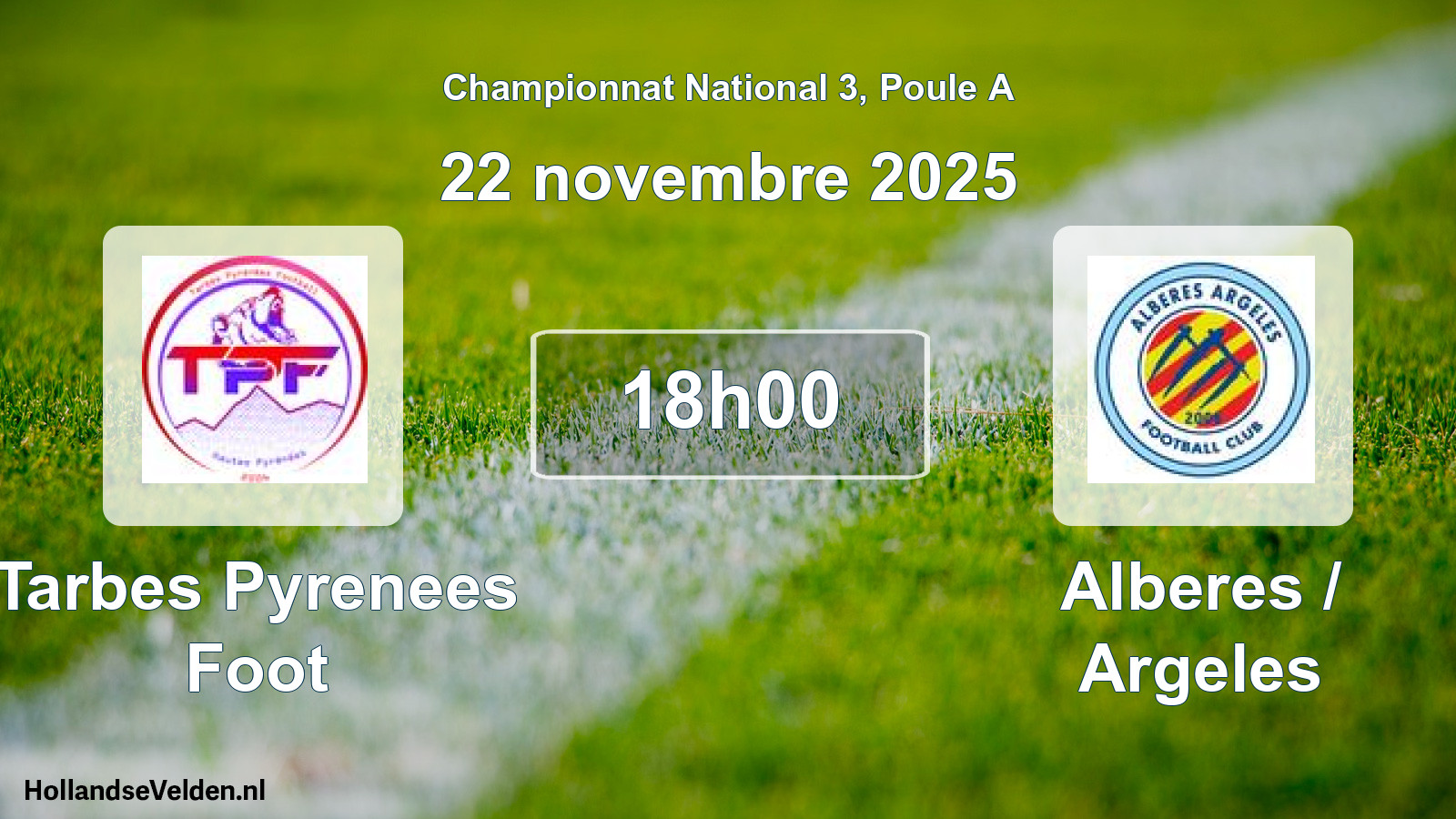Geplande wedstrijd: Tarbes Pyrenees Foot - Alberes / Argeles (22 november 2025)