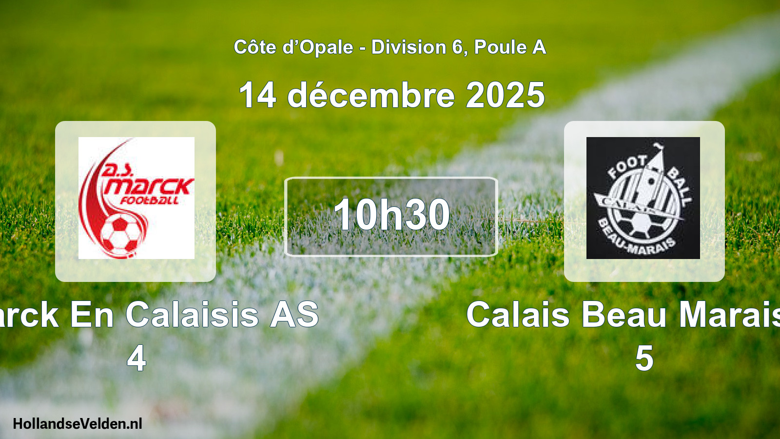 Scheduled Match: Marck En Calaisis AS 4 - Calais Beau Marais F 5 (14 December 2025)