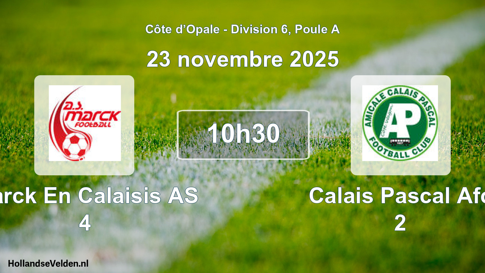 Match programmé: Marck En Calaisis AS 4 - Calais Pascal Afc 2 (23 novembre 2025)