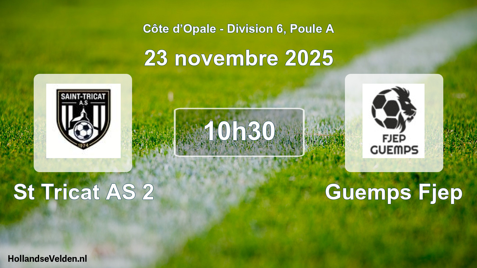 Match programmé: St Tricat AS 2 - Guemps Fjep (23 novembre 2025)