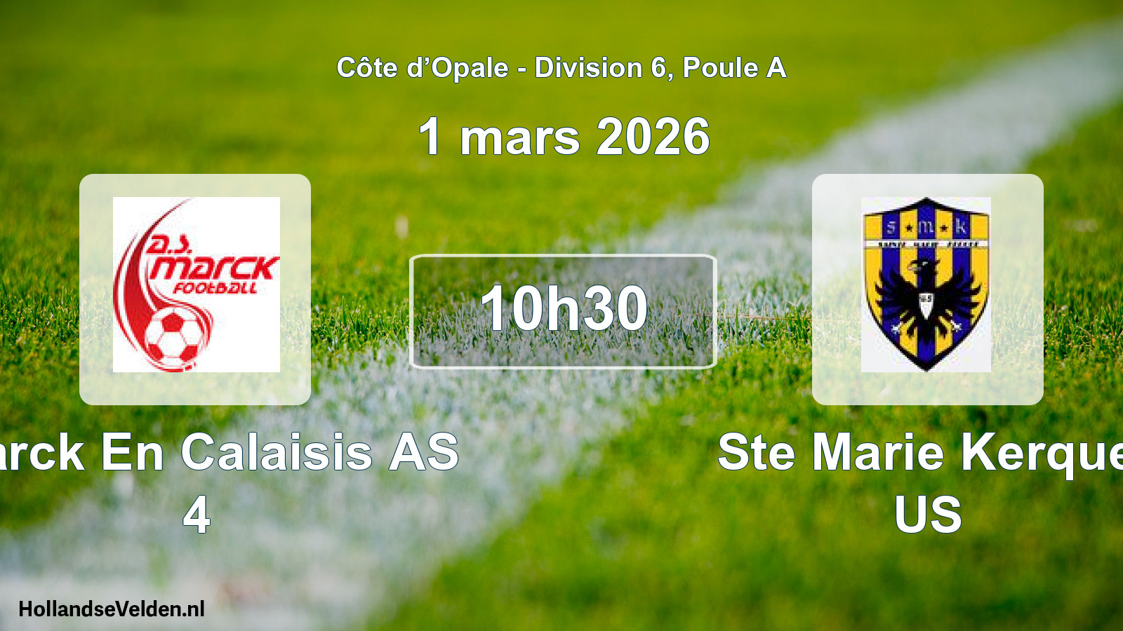 Match programmé: Marck En Calaisis AS 4 - Ste Marie Kerque US (1 mars 2026)