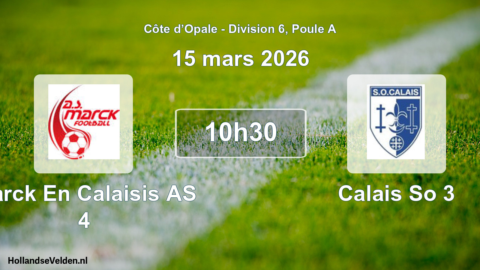 Match programmé: Marck En Calaisis AS 4 - Calais So 3 (15 mars 2026)