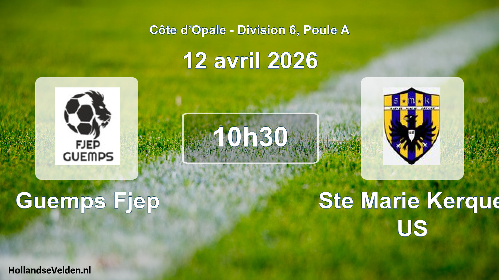 Match programmé: Guemps Fjep - Ste Marie Kerque US (12 avril 2026)