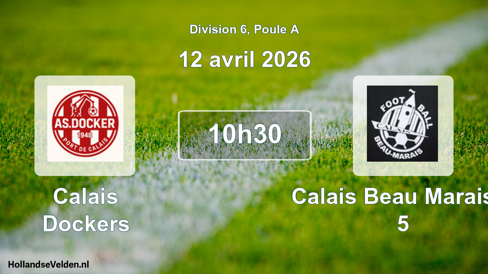 Geplande wedstrijd: Calais Dockers - Calais Beau Marais F 5 (12 april 2026)