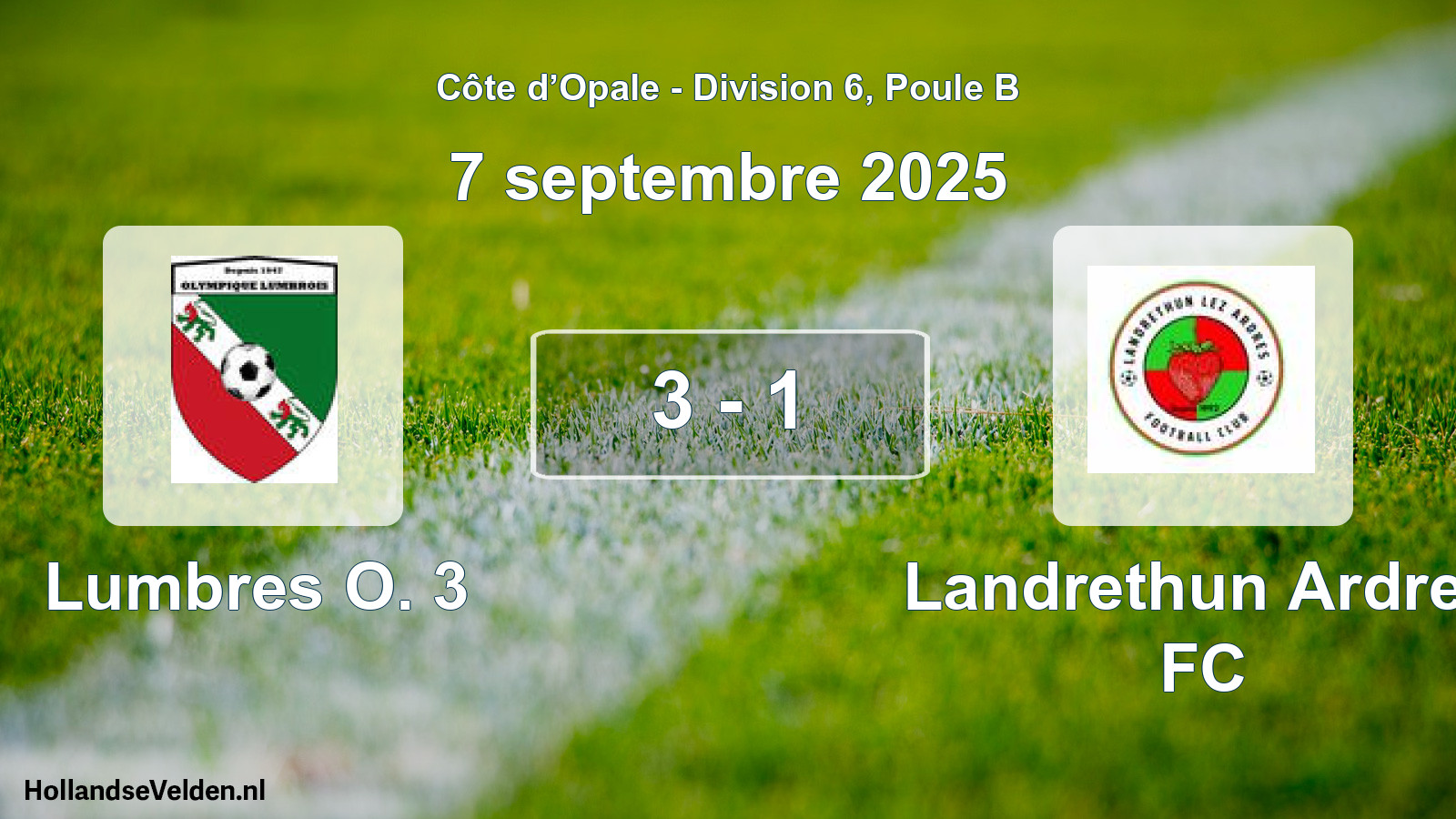 Match joué: Lumbres O. 3 - Landrethun Ardres FC 3 - 1 (7 septembre 2025)