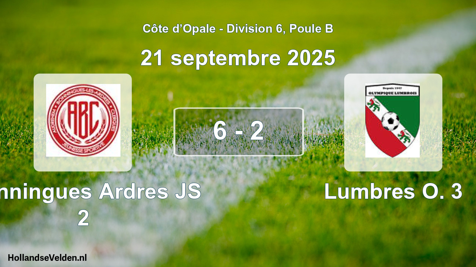 Gespeelde wedstrijd: Bonningues Ardres JS 2 - Lumbres O. 3 6 - 2 (21 september 2025)