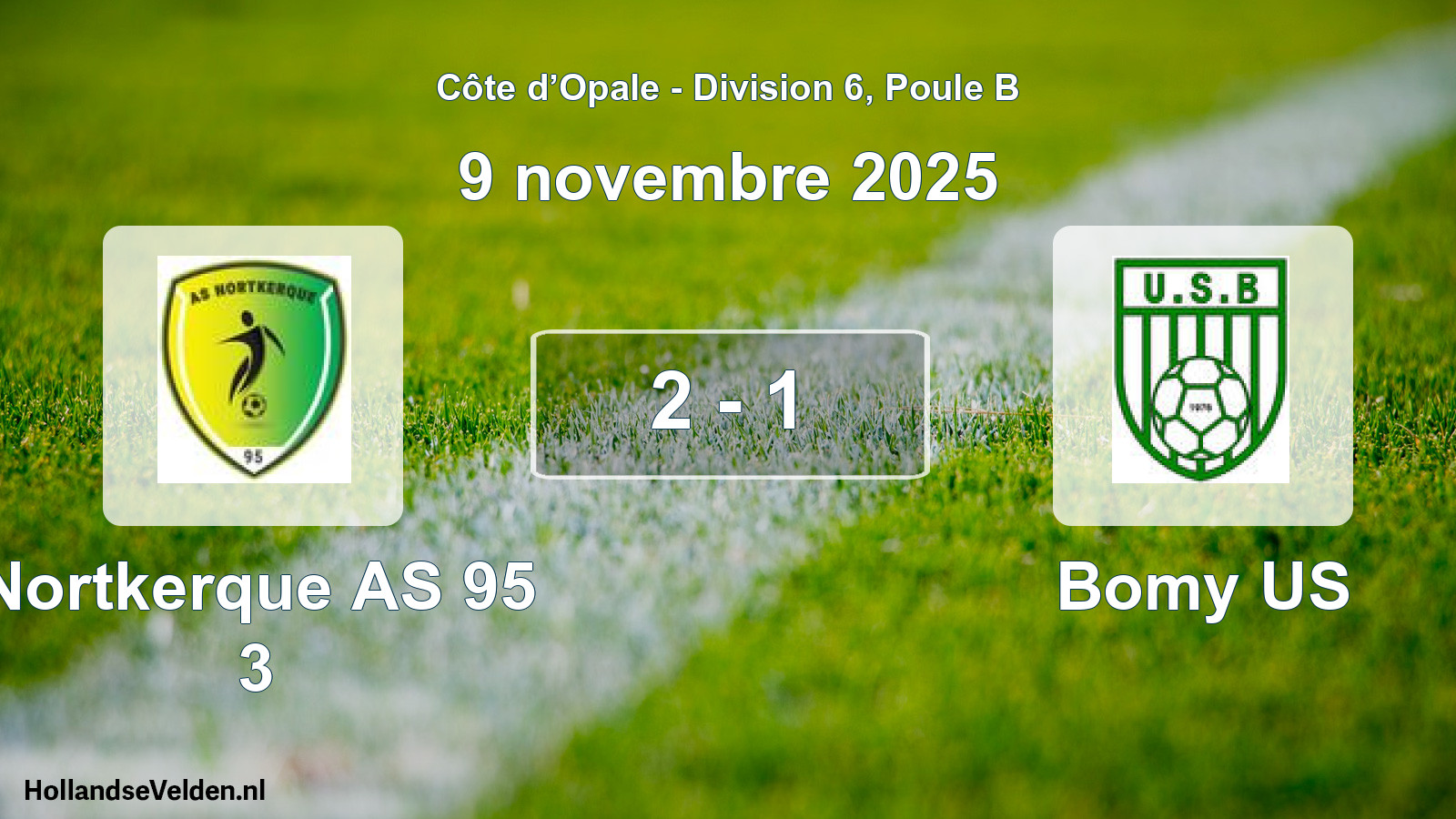 Match joué: Nortkerque AS 95 3 - Bomy US 2 - 1 (9 novembre 2025)