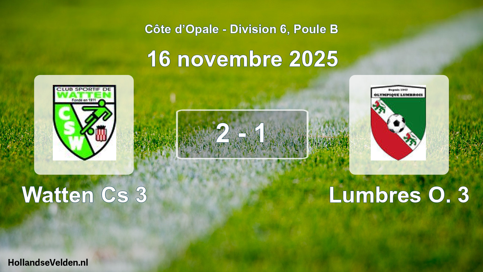 Match joué: Watten Cs 3 - Lumbres O. 3 2 - 1 (16 novembre 2025)
