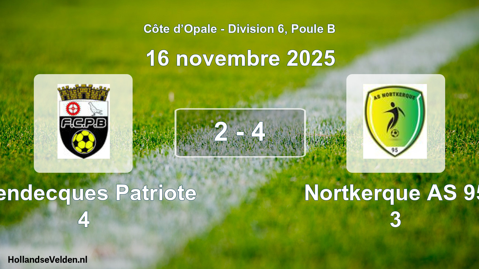 Match joué: Blendecques Patriote 4 - Nortkerque AS 95 3 2 - 4 (16 novembre 2025)