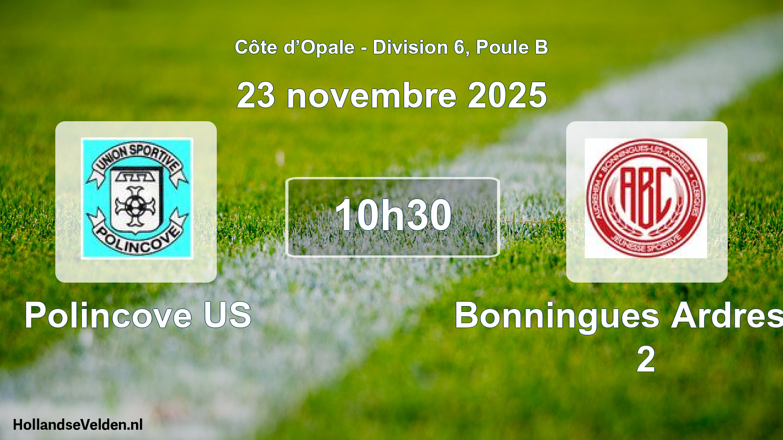 Match programmé: Polincove US - Bonningues Ardres JS 2 (23 novembre 2025)