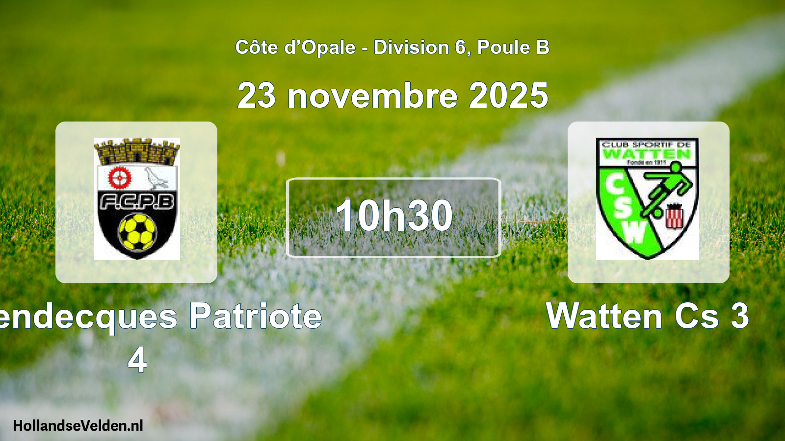 Match programmé: Blendecques Patriote 4 - Watten Cs 3 (23 novembre 2025)