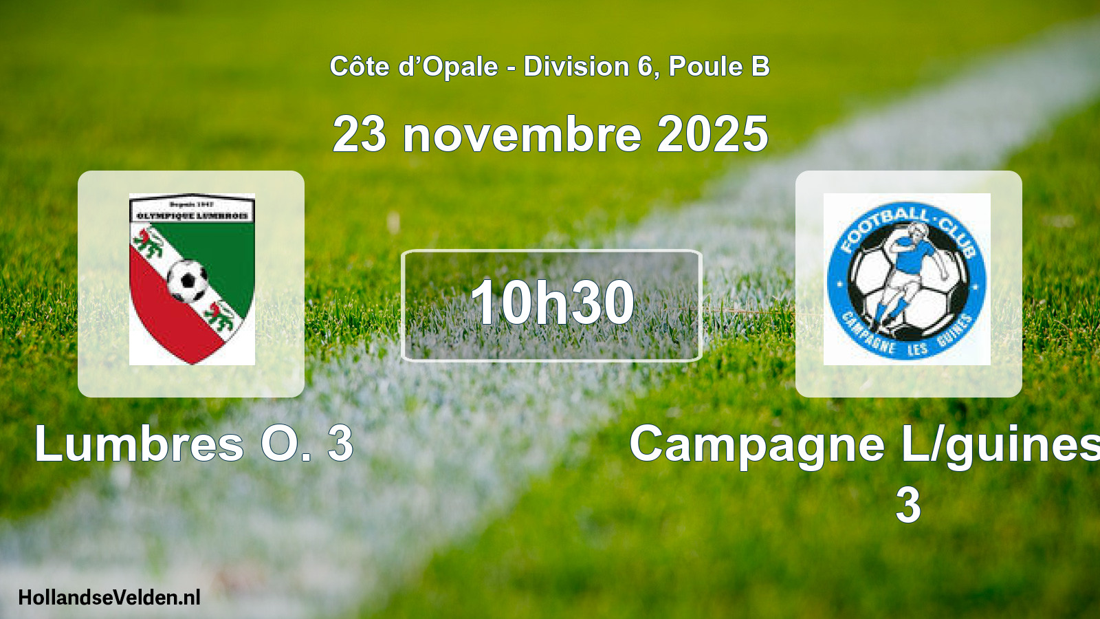 Match programmé: Lumbres O. 3 - Campagne L/guines FC 3 (23 novembre 2025)
