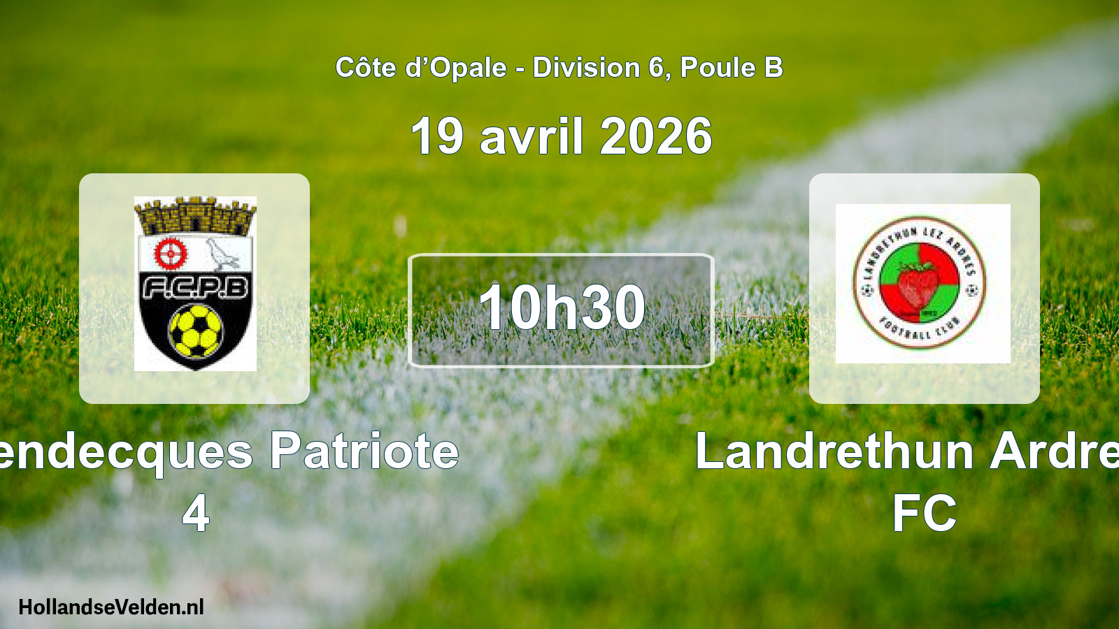 Match programmé: Blendecques Patriote 4 - Landrethun Ardres FC (19 avril 2026)