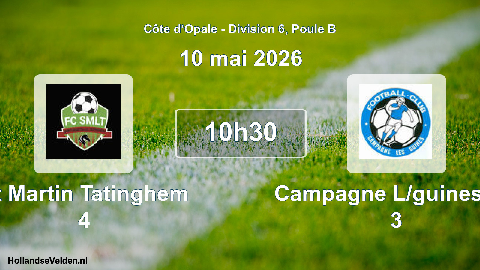 Match programmé: St Martin Tatinghem 4 - Campagne L/guines FC 3 (10 mai 2026)