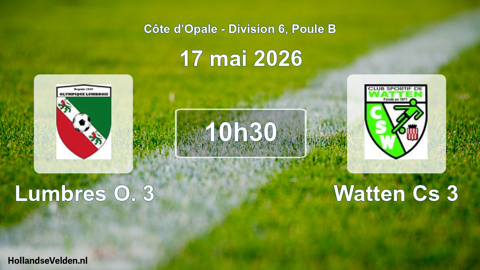 Match programmé: Lumbres O. 3 - Watten Cs 3 (17 mai 2026)