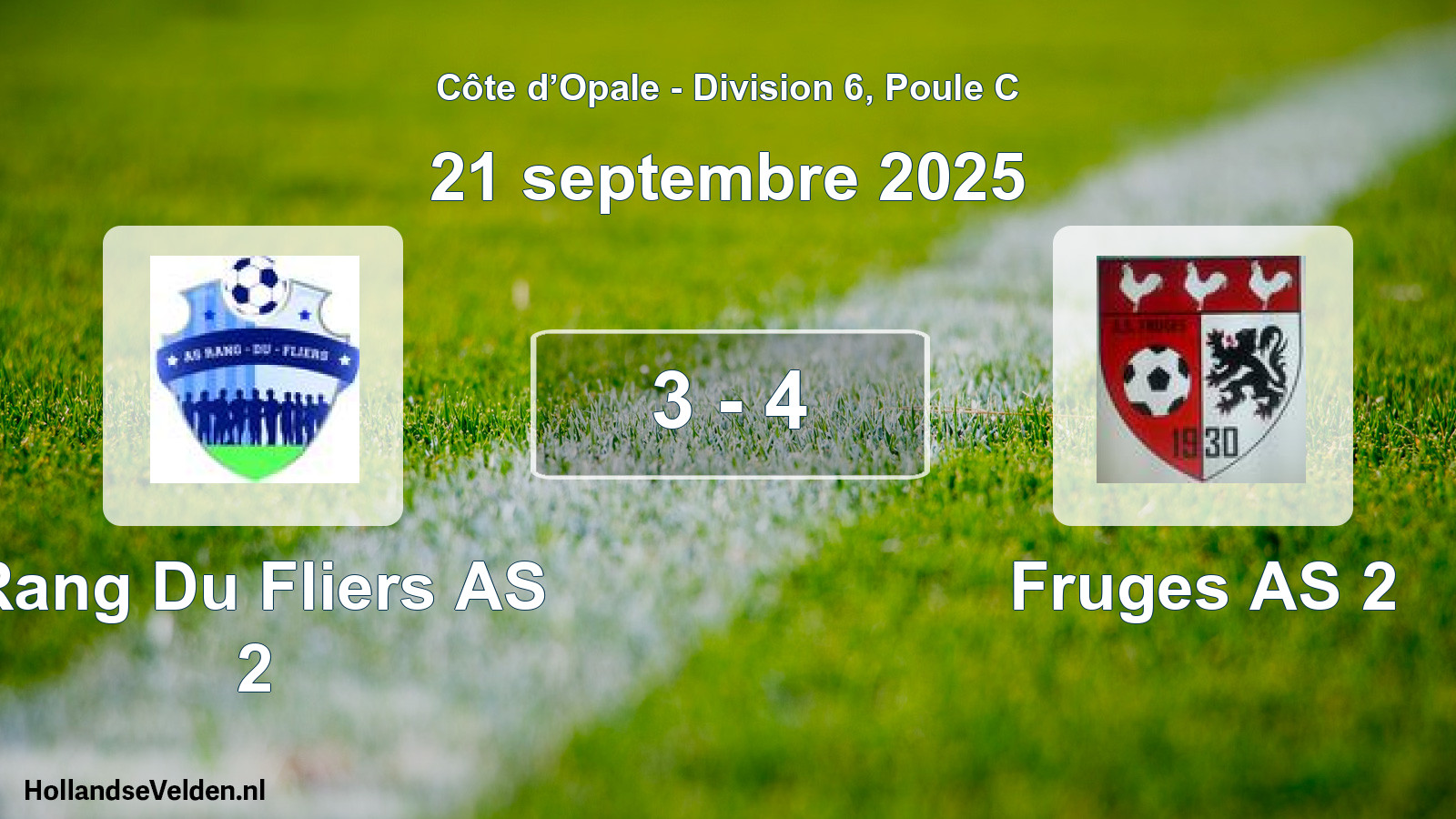 Match joué: Rang Du Fliers AS 2 - Fruges AS 2 3 - 4 (21 septembre 2025)