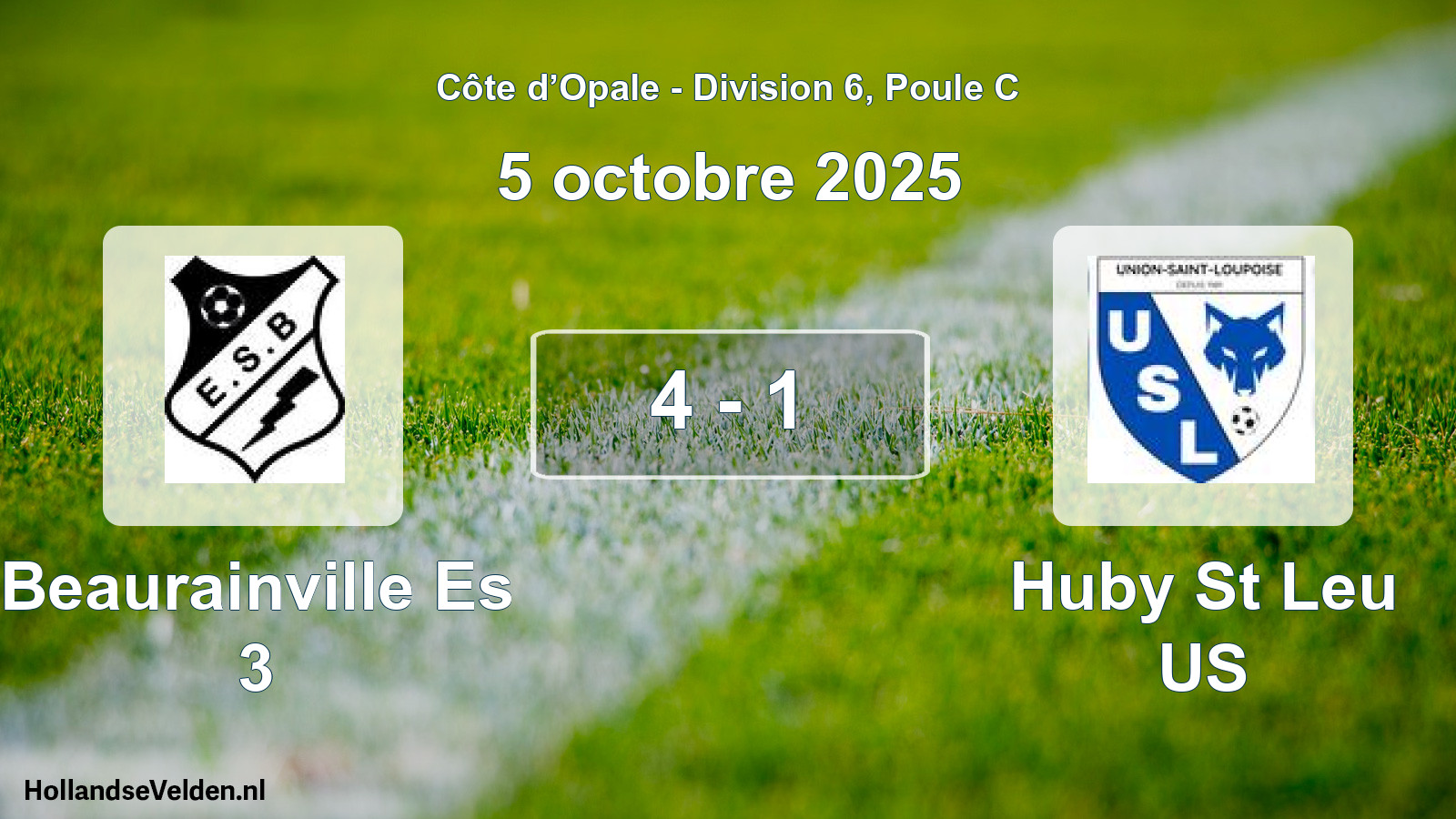Total number of matches played: Beaurainville Es 3 - Huby St Leu US 4 - 1 (5 October 2025)