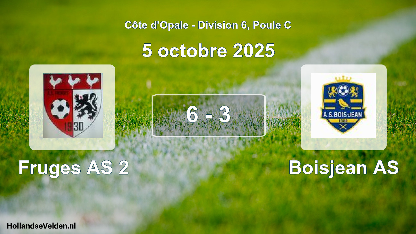 Match joué: Fruges AS 2 - Boisjean AS 6 - 3 (5 octobre 2025)
