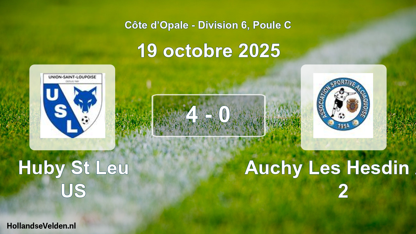 Gespeelde wedstrijd: Huby St Leu US - Auchy Les Hesdin AS 2 4 - 0 (19 oktober 2025)