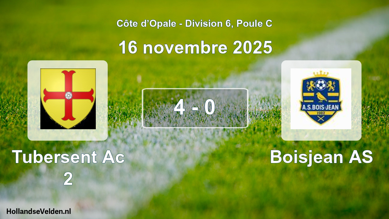 Match joué: Tubersent Ac 2 - Boisjean AS 4 - 0 (16 novembre 2025)