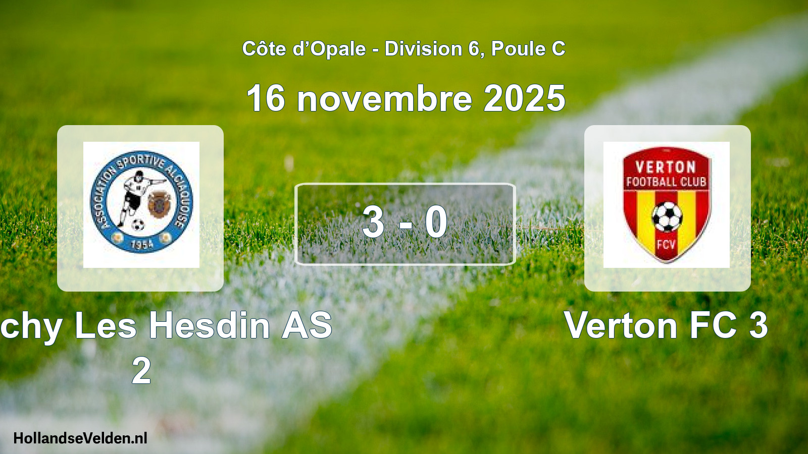 Match joué: Auchy Les Hesdin AS 2 - Verton FC 3 3 - 0 (16 novembre 2025)