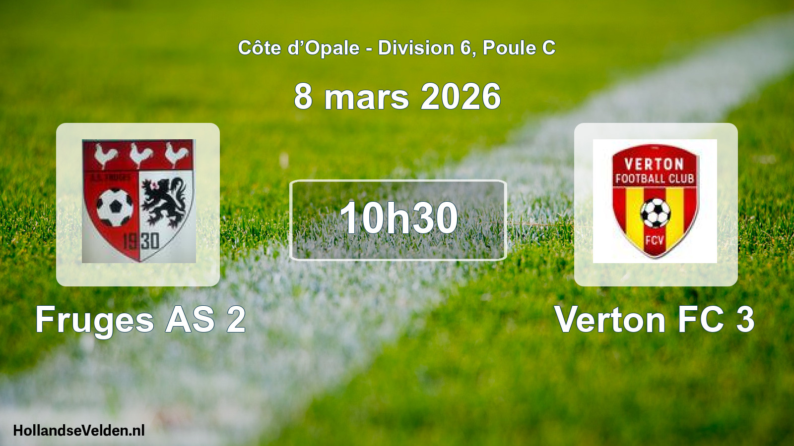 Match programmé: Fruges AS 2 - Verton FC 3 (8 mars 2026)