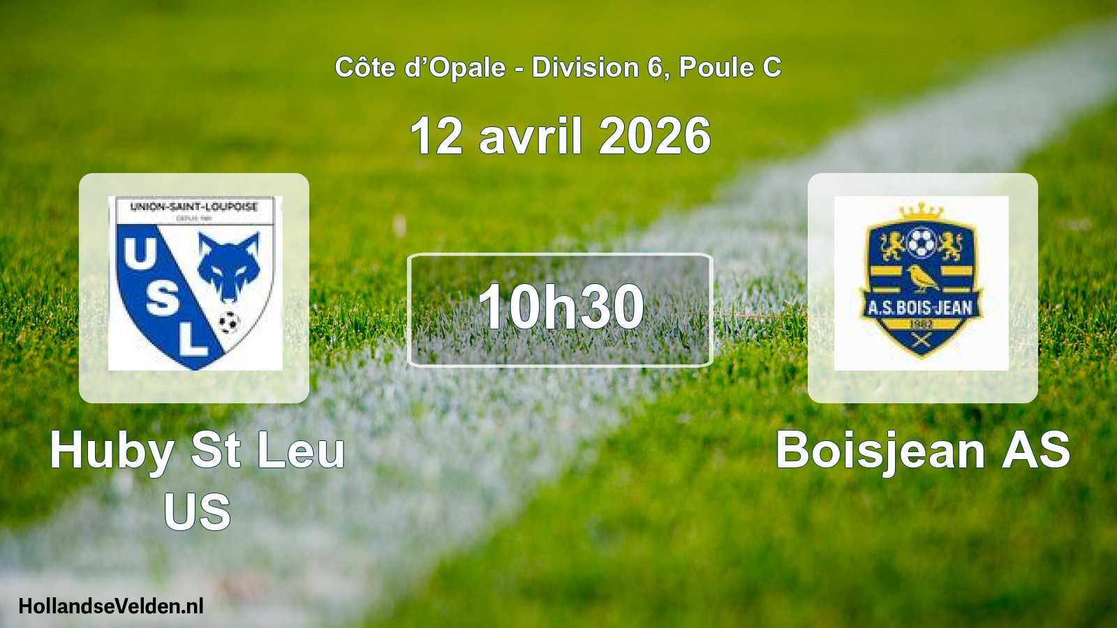 Match programmé: Huby St Leu US - Boisjean AS (12 avril 2026)