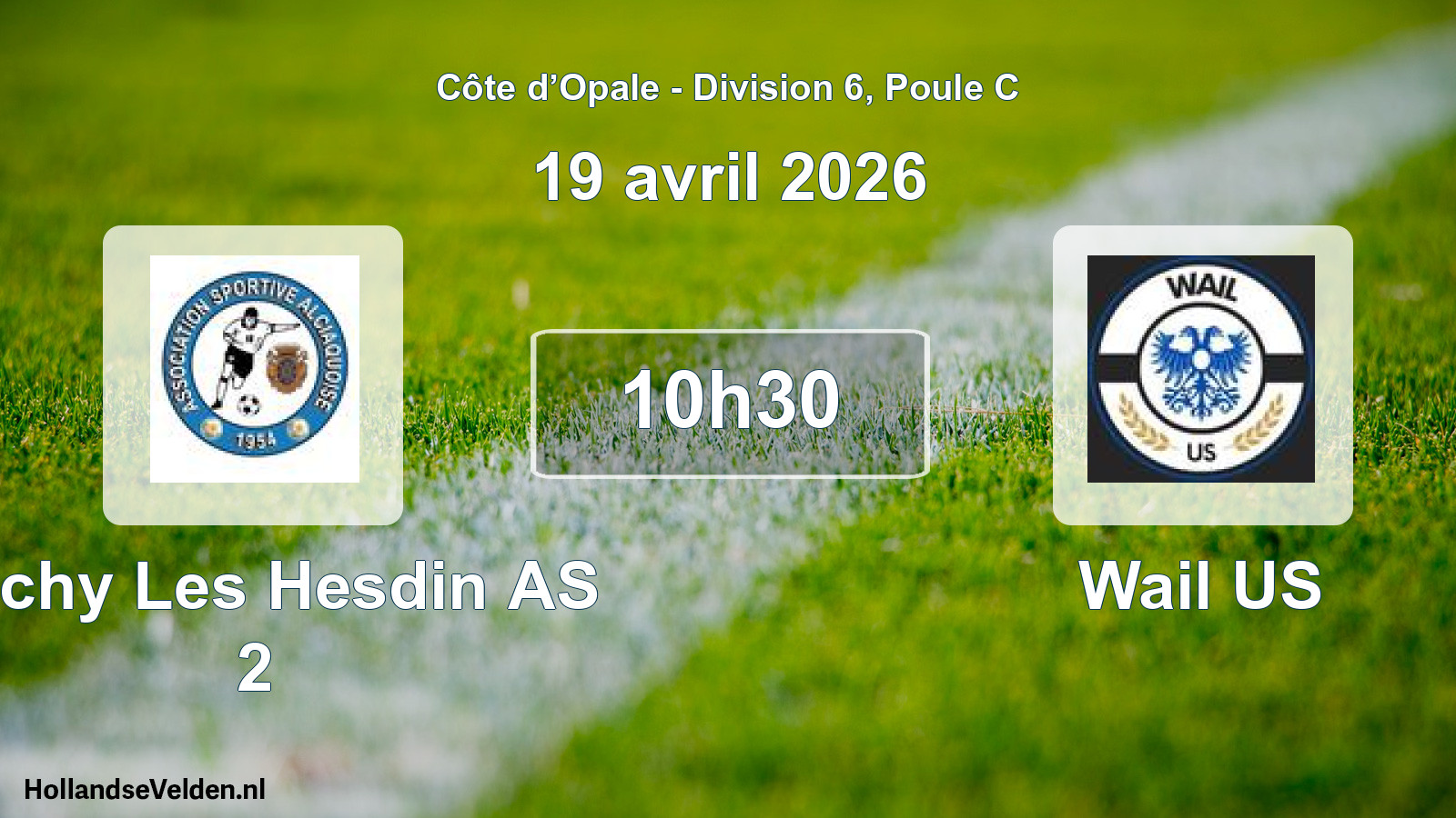 Match programmé: Auchy Les Hesdin AS 2 - Wail US (19 avril 2026)