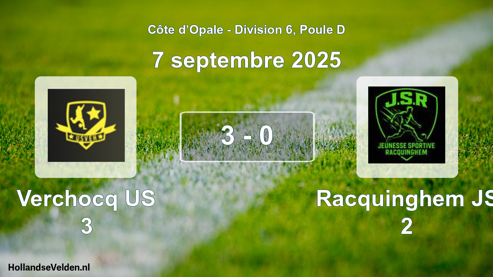 Gespeelde wedstrijd: Verchocq US 3 - Racquinghem JS 2 3 - 0 (7 september 2025)