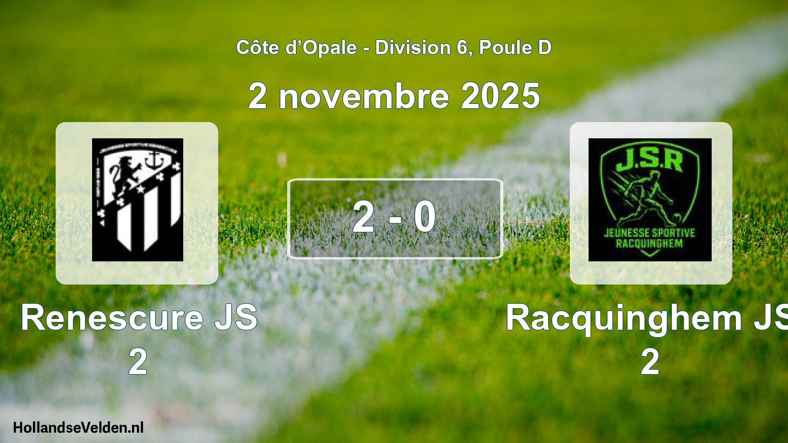 Match joué: Renescure JS 2 - Racquinghem JS 2 2 - 0 (2 novembre 2025)