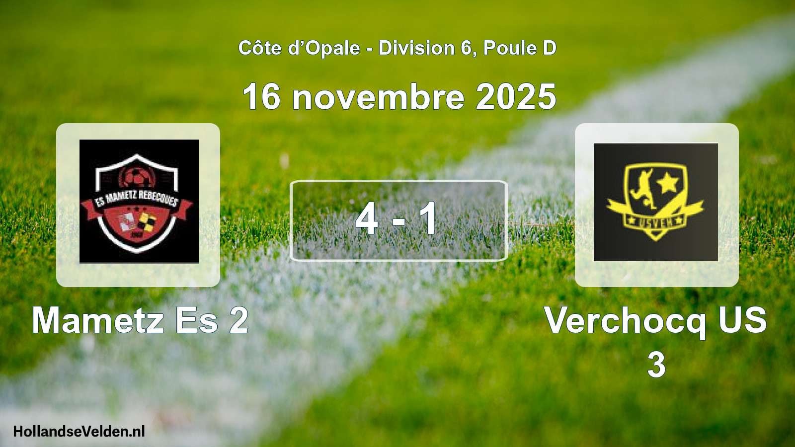 Match joué: Mametz Es 2 - Verchocq US 3 4 - 1 (16 novembre 2025)