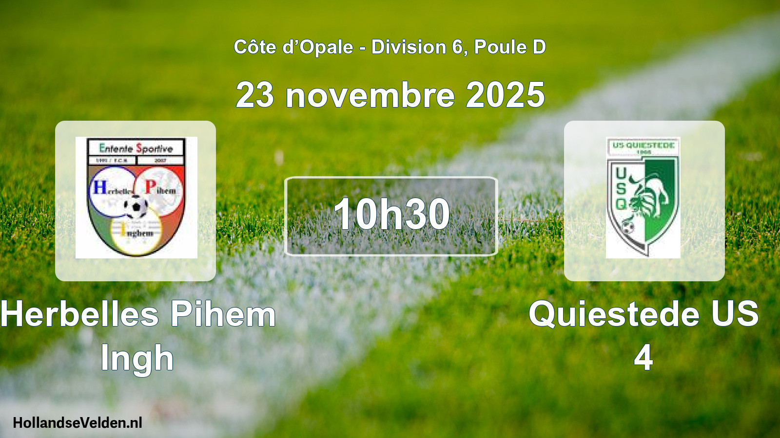 Geplande wedstrijd: Herbelles Pihem Ingh - Quiestede US 4 (23 november 2025)