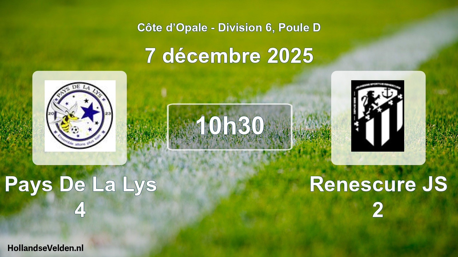 Match programmé: Pays De La Lys 4 - Renescure JS 2 (7 décembre 2025)